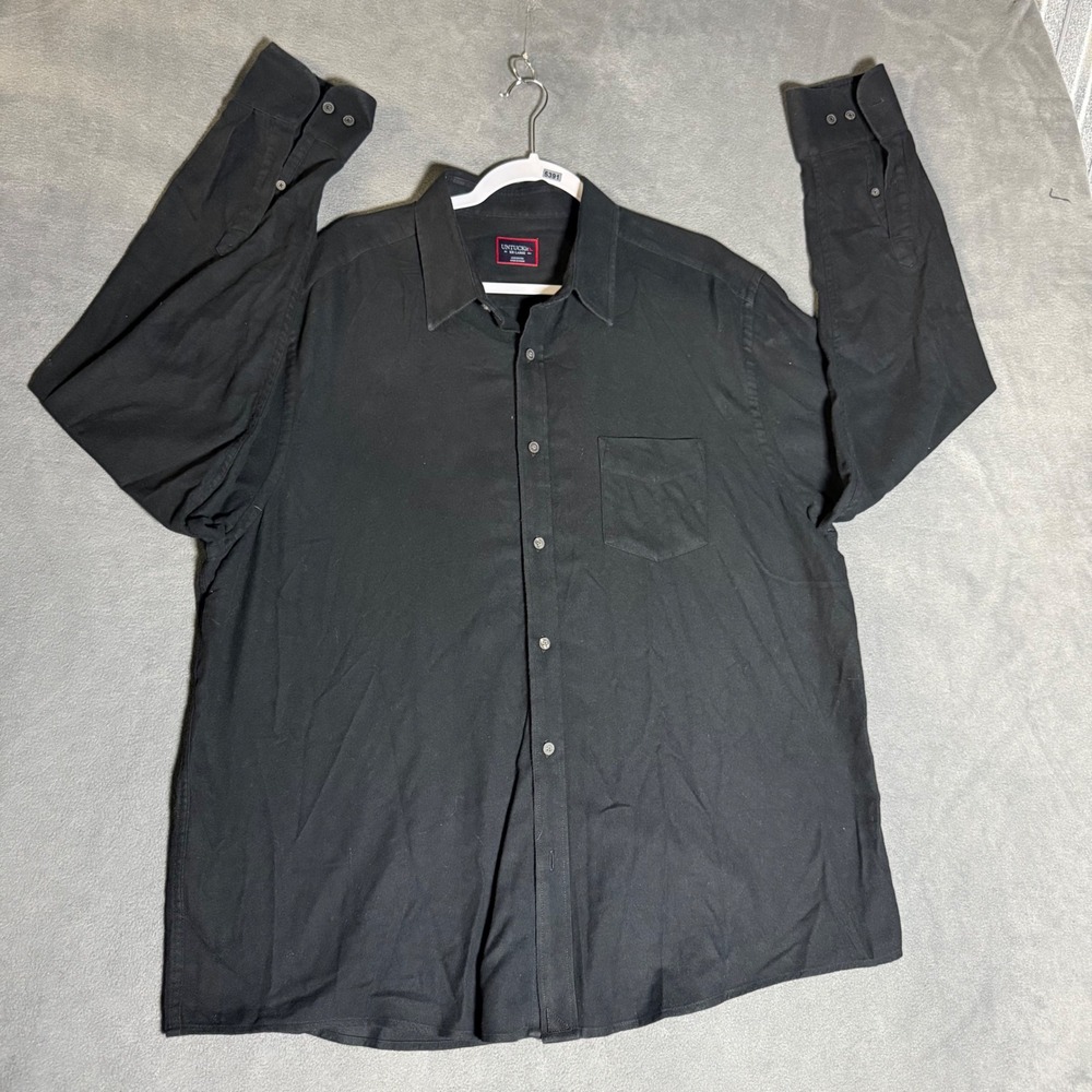 UNTUCKit Mens XXL Black Solid Long Sleeve Button Down Cotton Shirt 2XL